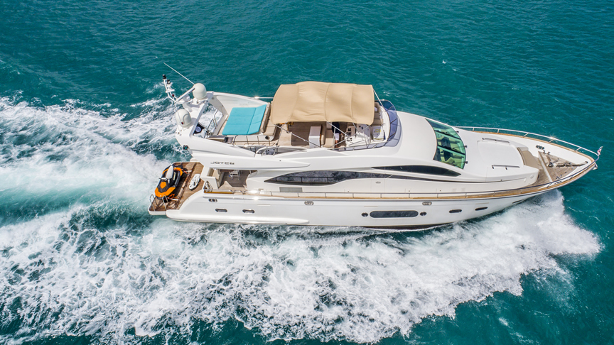 unique and private experience, for you and your guests to embark on this journey and enjoy a three-day getaway to the Bimini islands on board the 84” Joyce.