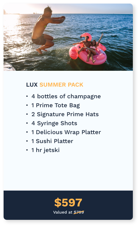 Prime Luxury Rentals - Yacht Charter Summer Lux Package